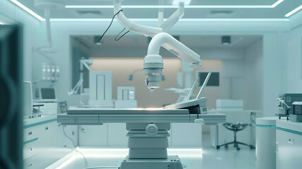 Modern surgical room featuring advanced medical equipment and bright, sterile environment
