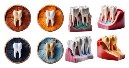 Realistic Dental Model Representations for Education and Training, isolated on transparent background