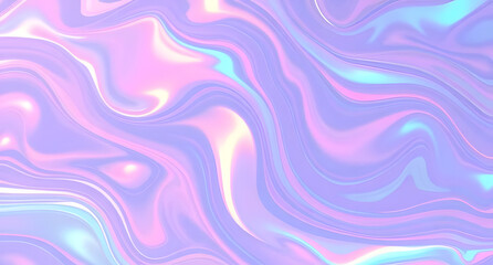 Holographic fluid swirls background. Rainbow iridescence shifting with movement