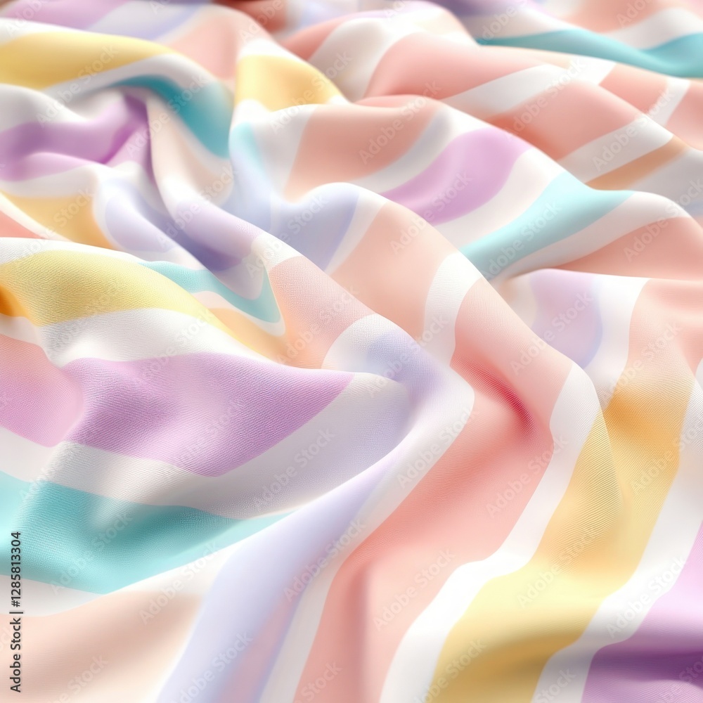 Aufkleber soft pastel fabric with flowing waves and colorful stripes texture