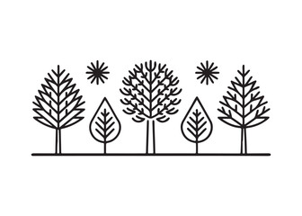 Christmas Tree Collection, Set of Christmas tree vector black icon