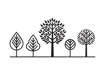Christmas Tree Collection, Set of Christmas tree vector black icon