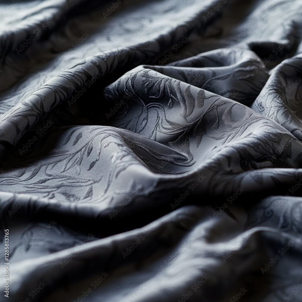 Poster elegant dark fabric with floral pattern and soft, smooth texture