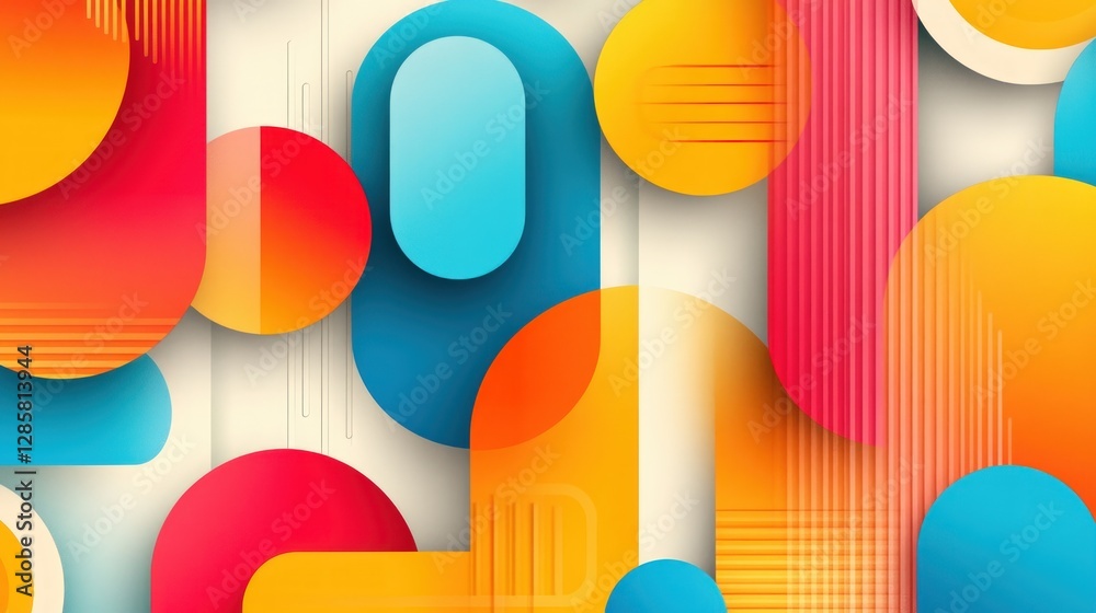 Poster Colorful Abstract Design with Geometric Shapes and Patterns