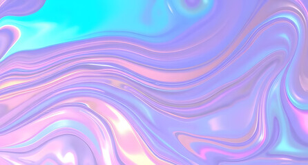 Holographic fluid swirls background. Rainbow iridescence shifting with movement