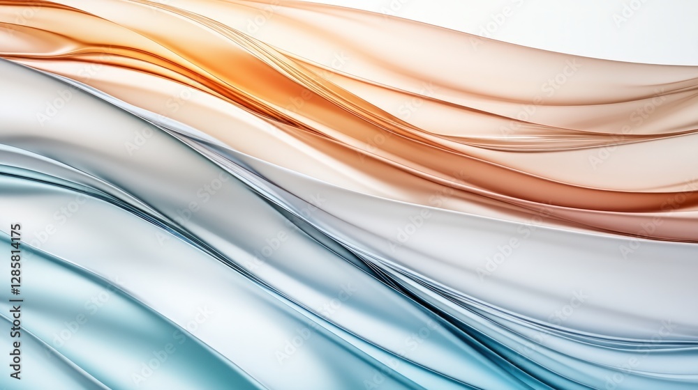 Aufkleber Smooth Waves in Soft Colors with Light Flowing Patterns