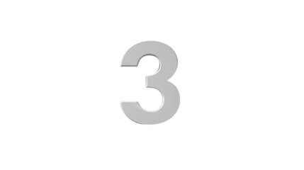 Large metallic number three displayed prominently on a plain white background inviting attention in a simple and modern design