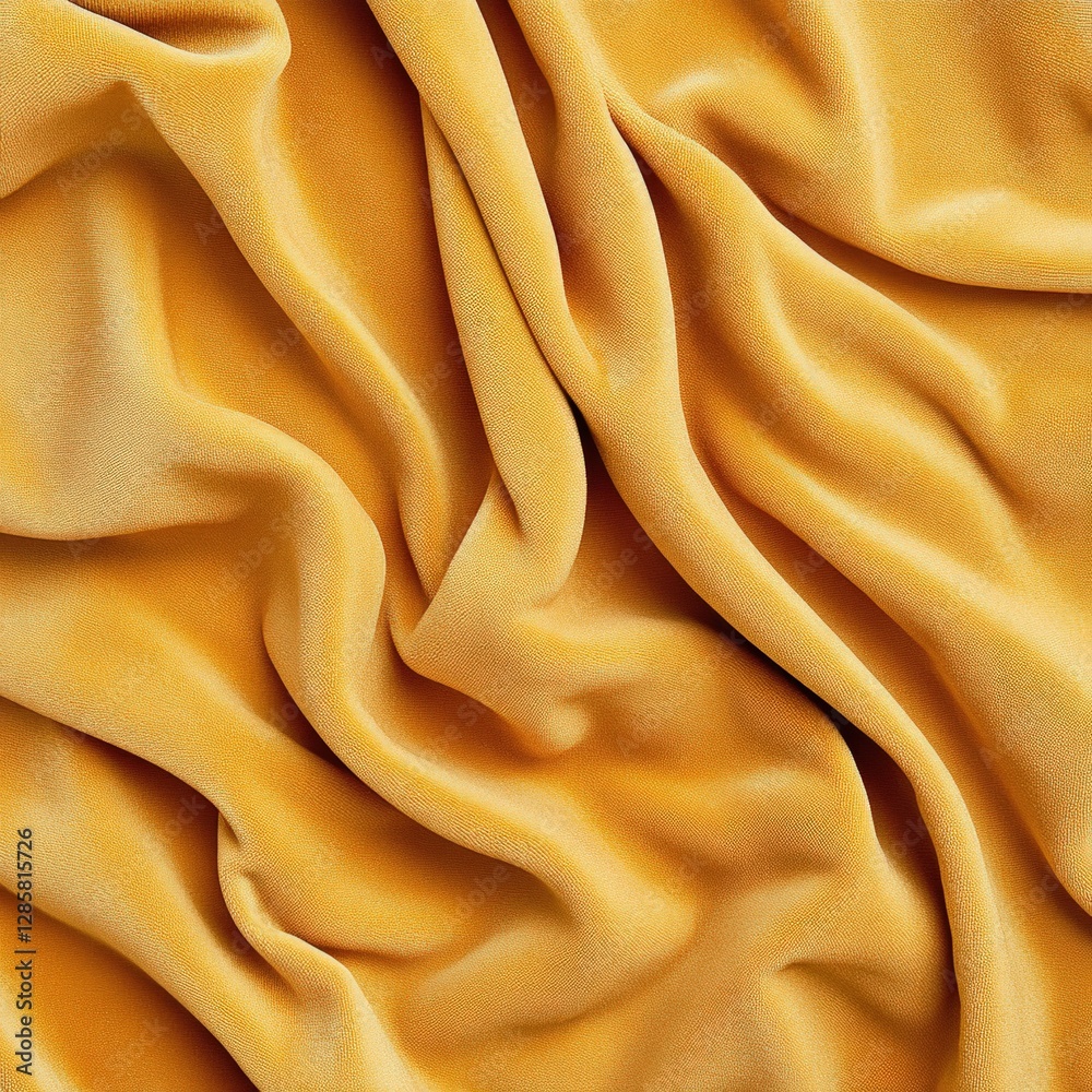 Poster soft and flowing yellow fabric draped with gentle wrinkles and shadows