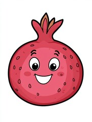 Fototapeta premium Cartoon Pomegranate Fruit Face on White