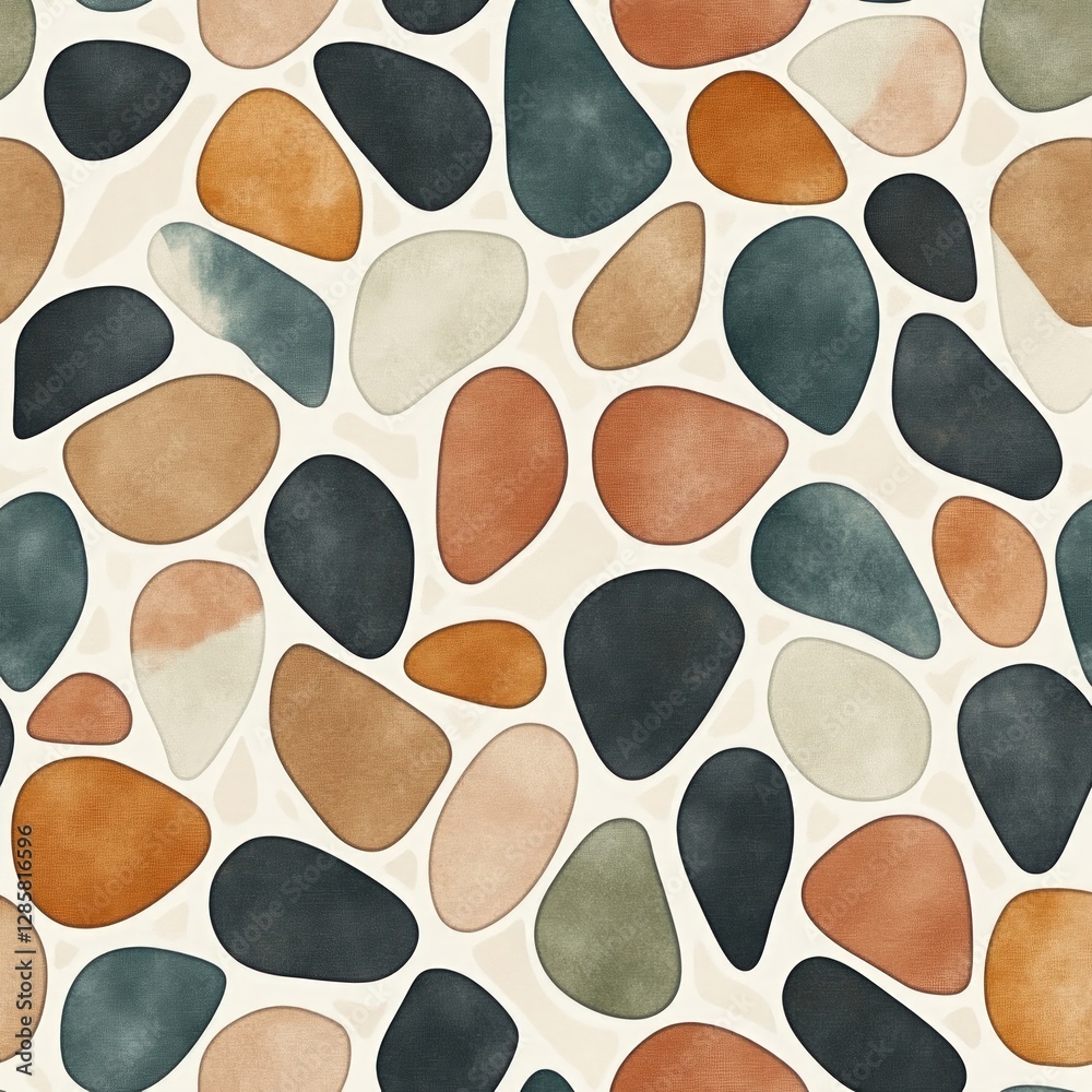 Aufkleber abstract pattern of colorful organic shapes on light background
