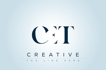 CET abstract letter logo design. This logo is designed by three abstract letters. 