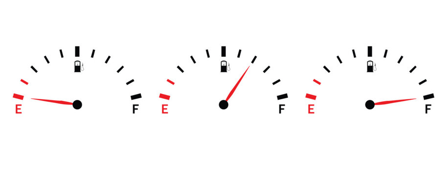 Gas and fuel gauge meter full and empty icon on a transparent background. vector illustration.