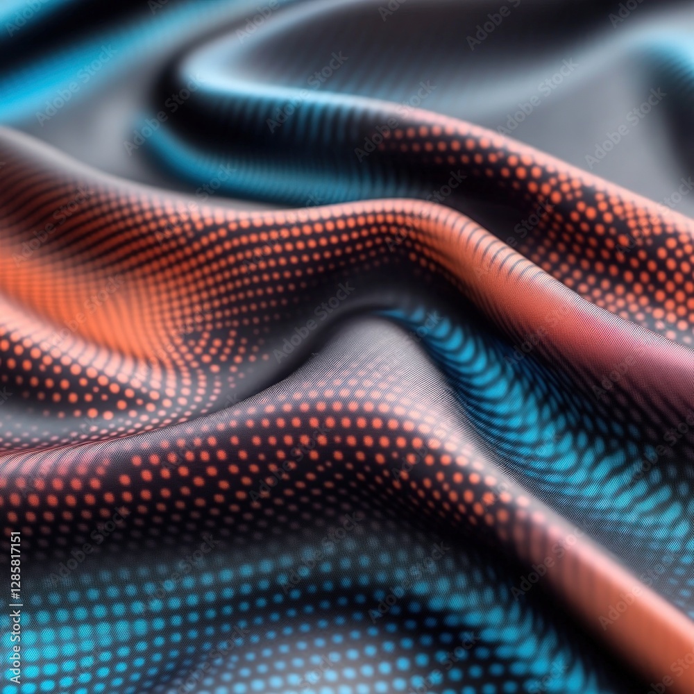 Aufkleber Colorful Abstract Texture with Smooth Waves and Dots Pattern