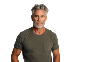 Mature Man with Gray Hair and Beard