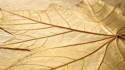 Fototapeta premium Golden Leaf on Textured Background in Soft Natural Light