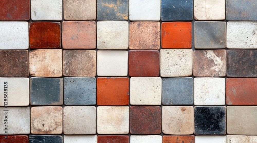 Aufkleber Colorful Textured Tiles in Random Pattern for Interior Design