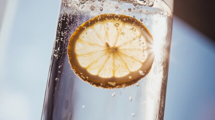 Modern reusable water bottle enhances hydration with refreshing citrus in a vibrant setting