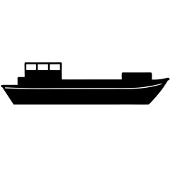 Obraz premium Barge Silhouette Vector Icon White Background.