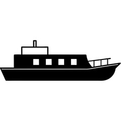 Obraz premium Barge Silhouette Vector Icon White Background.