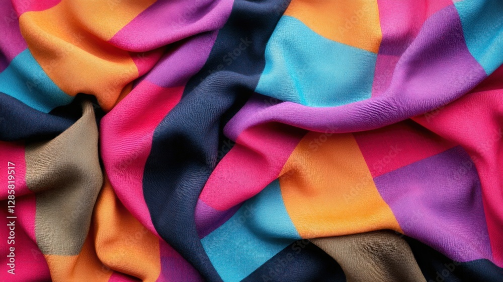 Poster Colorful textile pattern with vibrant geometric shapes and textures