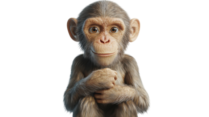 Friendly animated monkey character poses with a charming expression against a plain background