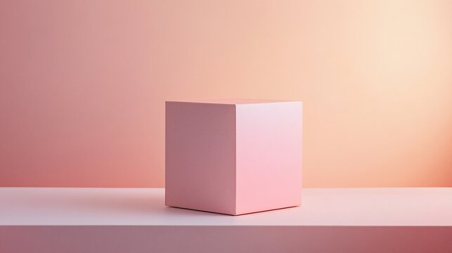 Pink cube display, pastel background, studio shot, product placement
