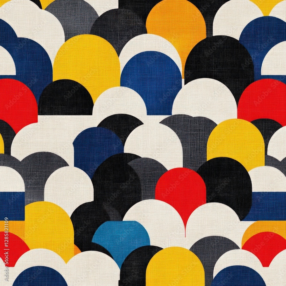 Fototapete Colorful Abstract Pattern of Overlapping Shapes and Curves
