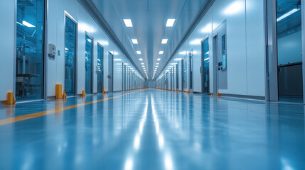 A high-tech cleanroom where industrial workers assemble precision aerospace components