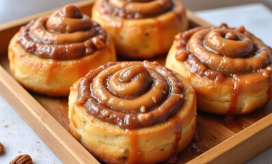 Delicious cinnamon rolls with caramel