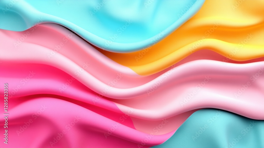 Poster colorful wave fabric background with smooth flowing textures