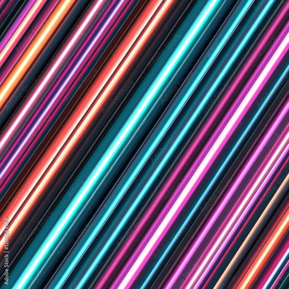 Aufkleber Vibrant Diagonal Lines in Neon Colors Creating Abstract Background