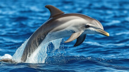 Ocean Dolphin Leaping, Deep Blue Water, Wildlife