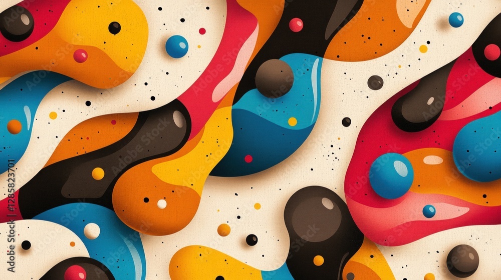 Aufkleber colorful abstract flowing shapes with bright and dark elements