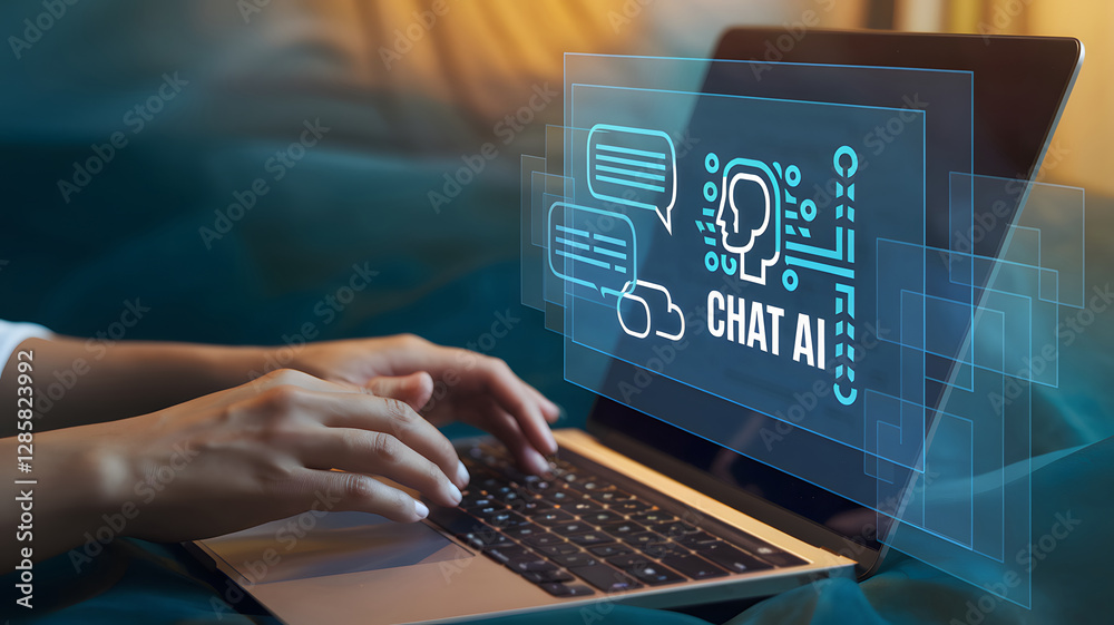 Aufkleber Explore the capabilities of a Chat Bot powered by Artificial Intelligence technology for seamless human interaction and efficient problem-solving in various applications.