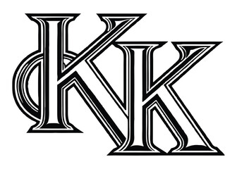 Silhouette of K isolated on a white background