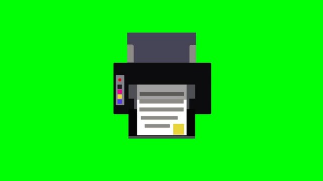 Printer vector footage green screen illustration video