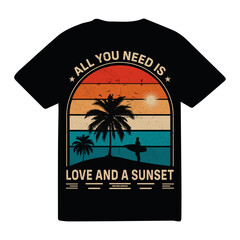 love and sunset t-shirt design