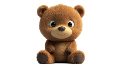 Obraz premium Cute teddy bear plush toy PNG, brown fuzzy stuffed animal clipart isolated on transparent background for kids design