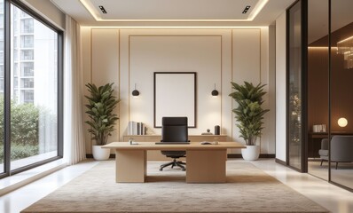 Modern office interior in neutral tones