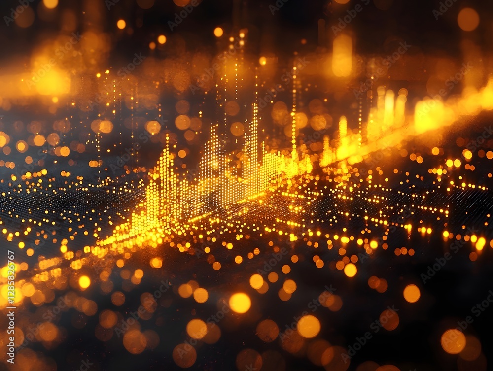 Aufkleber glowing histogram transitioning into 3d model symbolizing comprehensive data analysis