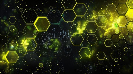 Abstract glowing hexagonal grid pattern on dark background