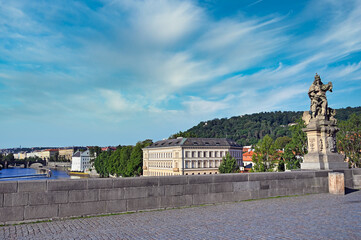 Statue on the Charles bridge in Prague, Czech republic,summertime