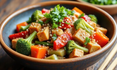 Vibrant vegetable stir-fry bowl