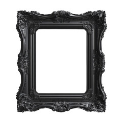 Ornate victorian-style black picture frame with intricate floral design