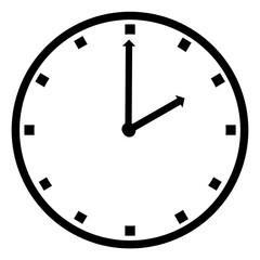 illustration of analog clock isolated in white, time shows 2 o'clock