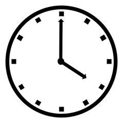 illustration of analog clock isolated in white, time shows 4 o'clock