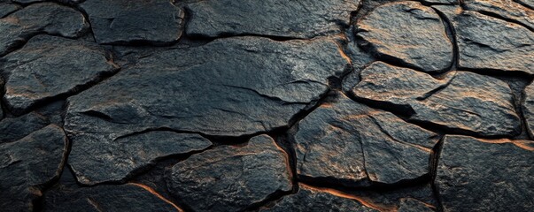 Fototapeta premium Dark-colored stone surface with a distinctive texture.