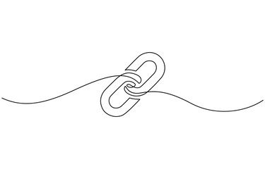 One continuous line drawing of a chain. Vector illustration, Continuous single line drawing of link icon Hyperlink chain symbol vector illustration.