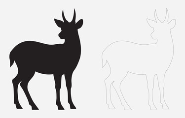 Deer silhouette vector art Illustration Isolated on white background