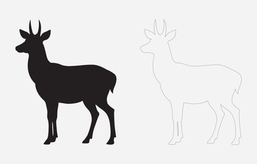 Deer silhouette vector art Illustration Isolated on white background